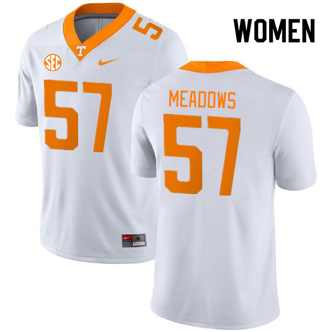 Women #57 Connor Meadows Tennessee Volunteers College Football Jerseys Stitched Sale-White
